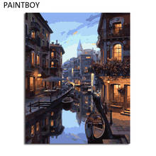 PAINTBOY-Cuadros enmarcados para pintar por números, pintura al óleo de lienzo con paisaje hecho a mano, decoración del hogar para sala de estar 2024 - compra barato
