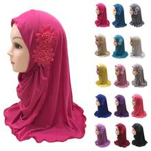 Muslim Kids Girls Hijab Islamic Headscarf Flower Scarf One Piece Amira Children Prayer Shawl Ramadan Full Cover Wrap Cover 2-7Y 2024 - buy cheap