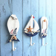 Perchas náuticas de madera de estilo mediterráneo para el hogar, ganchos de pared para ropa, toalla, figuritas, adornos de decoración colgantes 2024 - compra barato