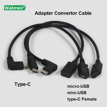 WAKEWO-micro-usb hembra a tipo C macho, adaptador de cable mini USB, convertidor de conector de codo, ángulo recto de 90 2024 - compra barato