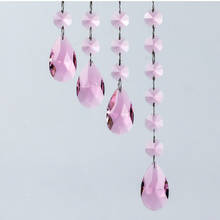 Cuentas octagonales de cristal rosa de alta calidad, lámpara colgante de cristal de 38MM para parte de lámpara y decoración del jardín del hogar, 10 Uds. 2024 - compra barato