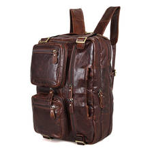 Мужской рюкзак Nesitu, из 100% натуральной кожи, черный, коричневый, кофейный цвета, деловая сумка на плечо, портфель M7026 2024 - купить недорого