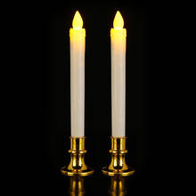 2 pces velas led elétrica flameless vela luz com bases de ouro removíveis para a decoração do casamento da festa de natal de halloween 2024 - compre barato