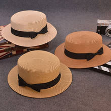 2020  Panama sun hat Cute sun hats bow hand made women straw cap beach big brim hat casual summer cap 2024 - buy cheap