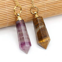 Natural Perfume Bottle Crystal Stone Pendant Necklace Tiger Eye Amethysts Essential Oil Diffuser Charm Copper Chain Jewelry Gift 2024 - buy cheap