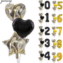Ouro preto 32 polegada digital balões ágata folha de hélio mármore aniversário dia dos namorados casamento decorações de festa de chuveiro de bebê 2024 - compre barato