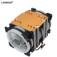 Радиатор ЦП LGA X79 X99, RGB, 6 тепловых трубок, двойной башенный кулер, 90 мм, 4-контактный Вентилятор охлаждения ЦП для Intel 775 1155 1366 2011 AMD3 AM4 2024 - купить недорого