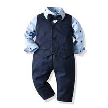 Tem Doger New Fashion Boys Clothing Set Gentleman Style Clothes Suit Star Printed Shirt+Vest+Pants 3Pcs Toddler Formal Apparel 2024 - buy cheap