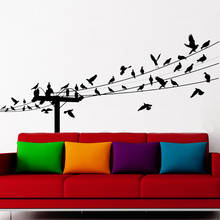 Birds On A Wire Wall Sticker Vinyl Home Decor Living Room Bedroom Decals Nature Power Line Flying Bird Murals Removable Art A366 2024 - buy cheap
