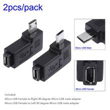 Micro adaptador USB 2, adaptador de 90 grados, USB a Micro conector hembra, macho, ángulo izquierdo + derecho 2024 - compra barato