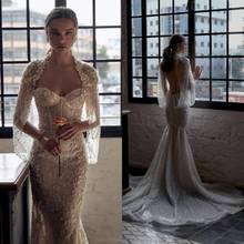 2020 Wedding Dresses with Jacket Sweetheart Lace Applique Beading Bridal Gowns Sexy Backless Sweep Train Mermaid Wedding Dress 2024 - buy cheap