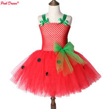 Vestido de festa tutu para meninas, roupa de festa com tema de morango vermelho dos sonhos para crianças fantasia de natal da princesa cosplay de dia das bruxas 2024 - compre barato