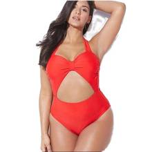 New Women Plus Size Swimsuit One Piece Backless Bikini Beachwear Fashion Monokini Bodysuit Summer Large Size Cut Out Swimwear 2024 - buy cheap