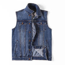 Plus Size 5xl 6xl 7XL Brand Military Denim Vest Men Outdoors Cotton Multi Pocket Sleevless Jean Jacket Tactical Waistcoat Coat 2024 - buy cheap