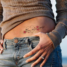 Pegatina de tatuaje temporal a prueba de agua para hombres y mujeres, tatuajes falsos con letras de corazón de amor, flor rosa, tatuaje flash 2024 - compra barato