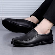 flats men shoes new style genuine leather cowhide flat Round head Spring Autumn rubber shoes youth trend casual shoes for men 2024 - buy cheap