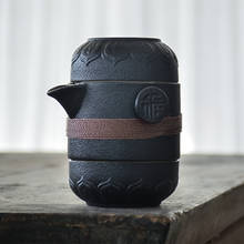 LUWU black ceramic teapots with 2 cups a tea sets portable travel office tea set drinkware 2024 - buy cheap