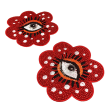 Sequin Embroidery Patch Evil Eye Red Beaded Applique Embroidered Patches For Clothing Jackets Parches Ropa Sew On 11cm AC1378 2024 - buy cheap