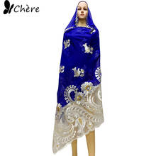 Afican Women Dubai Cotton Big Scarf Muslim Embroidery Women Hijab Scarf Size 215*115cm for Cover Boday Daily Pashmina BE905 2024 - buy cheap