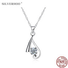 SILVERHOO Irregular Pendant Necklaces Women 100% 925 Sterling Silver Luxury Cubic Zirconia Necklace Charms Trendy Jewelry Gift 2024 - buy cheap