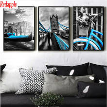 3 Pcs City Blue Lift Bike London Bridge 5d Stitch Cross Diamond Painting Rhinestones Embroidery Diamond mosaic Diy Full drills 2024 - buy cheap