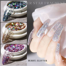 1 caixa novo prego lantejoulas irregular laser estrela fragmento aurora symphony flocos sparkly brilho em pó 3d manicure unhas decorações 2024 - compre barato