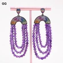 GuaiGuai Jewelry Natural Purple Amethyst Multi Color Cz Pave Earrings For Women 2024 - buy cheap