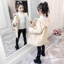 Abrigo de lana para niños y niñas, abrigo grueso, chaqueta de lana con capucha a la moda, P357, Otoño e Invierno 2024 - compra barato