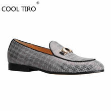 COOL TIRO Luxury Brand Men's Loafers Grid pattern Flat Slip-On Slides Slippers Wedding Party Dress Prom Casual shoes Designer 2022 - buy cheap