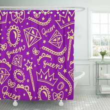 Crown Girly Pattern of Jewelry Purple and Yellow Colors Shower Curtain Waterproof Fabric 60 x 72 Inches Set with Hooks 2024 - buy cheap