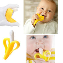 Детская силиконовая учебная зубная щетка без БФА в форме банана, безопасный детский Прорезыватель для зубов, жевательная игрушка 2024 - купить недорого