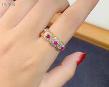Este é um anel muito bonito. 925 prata esterlina natural rubi senhora linha anel 2024 - compre barato