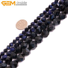 Gem-inside Faceted Beads Of Cambay Dyed Lapis Lazuli Blue Tiger Eyes Beads For Jewelry Making Necklace 6-12mm 15inches DIY 2024 - buy cheap