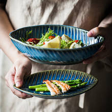 Японская посуда неправильной формы печь превращается в индивидуальную синюю креативную керамическую чашу для завтрака фруктовая Салатница Бытовая овощечистка 2024 - купить недорого