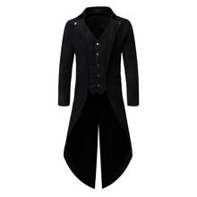 Casaco cauda preto de steampunk para homens, jaqueta gótica, medieval, traje reboco, pirata viking de renascimento, traje formal, terno 2024 - compre barato