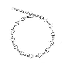 Stainless Steel Bracelet for Women Silver Color Heart Pulseira Feminina Lover's Engagement Adjustable Jewelry 17+5cm 2024 - buy cheap