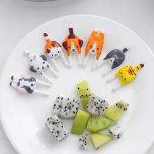 7 Pcs Fruit Fork Animal Children Cake Dessert Pick Bento Lunches Party Decor 2024 - buy cheap