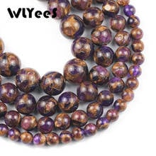 WLYeeS Purple Gold Nepal Agates Round Natural Stone Spacer Loose Beads for Jewelry Making DIY Bracelet Earrings Accessories 15'' 2024 - buy cheap