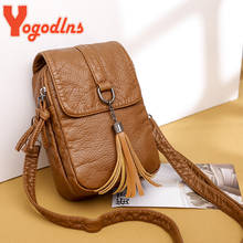 Yogodlns Vintage Tassel Crossbody Bag For Women PU Leather Shoulder Bag Phone Purse Fashion Small Square Bag Small Messenger bag 2024 - buy cheap