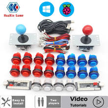 Kits diy de fliperama para 2 jogadores, joystick codificador usb + 28mm botões led para pc, fliperama mame raspberry pi 2 3 3b jogos 2024 - compre barato
