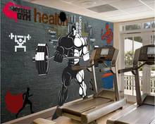 3d auto-adesivo papel de parede de tijolo nostálgico esportes fitness clube halterofilismo decorativo fundo mural 2024 - compre barato