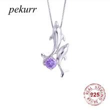 Pekurr 925 Sterling Silver Big Crystal Couple Dolphin Tail Necklaces For Women Lovely Dolphin Pendants Girls Fashion Jewelry 2024 - buy cheap