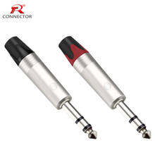 2pcs/1pair 6.35mm jack connector microphone plug 6.5mm 3poles stereo zinc alloy material high quality red+black color 2024 - buy cheap