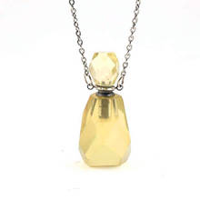 FYJS Unique Stainless Steel Irregular Shape Section Perfume Bottle Can Open Lemon Crystal Pendant Link Chain Necklace 2024 - buy cheap