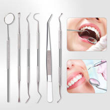 Boca dental espelho pinças de aço inoxidável cotovelo sonda instrumento dental dentes limpeza clareamento ferramenta cuidados orais conjunto 2024 - compre barato