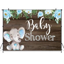 Elephant Baby Shower Backdrop Boy Peanut Baby Shower Photography Background Wood Floor Animal Elephant Party Banner Decoration 2024 - buy cheap