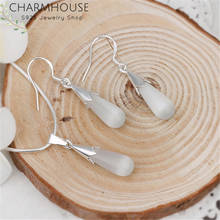 Charmhouse-Conjuntos de joyas de plata 925 para mujer, colgante de ópalo de gota de agua, collar, pendientes, conjunto de 2 uds, accesorios de joyería de boda, regalo 2024 - compra barato