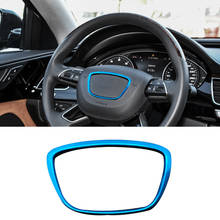 Cubierta de dirección 3D azul, pegatina de anillo de volante para Audi A6L A4L A3 A8 Q3 Q5 Q7, pegatina Interior de coche, accesorios de sintonización automática 2024 - compra barato