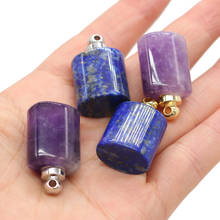 Natural Stone Perfume Bottle Connector Essential Oil Diffuser Charm Amethysts Lapis Lazuli Pendant Necklace Jewelry Gift 18x30mm 2024 - buy cheap