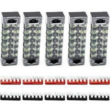 Tira de terminales de tornillo de doble fila 15A y 15A 6 posiciones, Terminal preaislado negro y rojo, tira de barrera, envío directo 2024 - compra barato